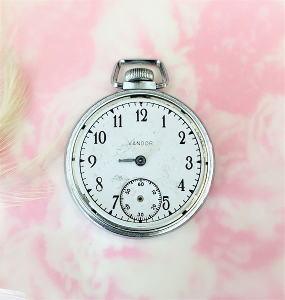 Vintage VANDOR Ingraham Canadian Silver Tone Pocket Watch Case STEAMPUNK Industrial Jewelry 961 Non working Etsy Canada