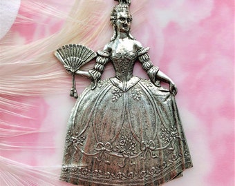 ANTIQUE SILVER Marie Antoinette French Woman Stamping ~ Jewelry Findings (D-045)