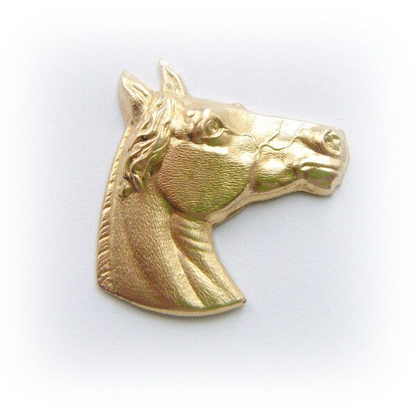 1 Large HORSE HEAD Raw Brass Jewelry Findings - Stamping (BF)