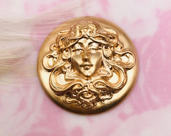 BRASS Medusa Medallion Lady Stamping - Jewelry Findings (C-205)