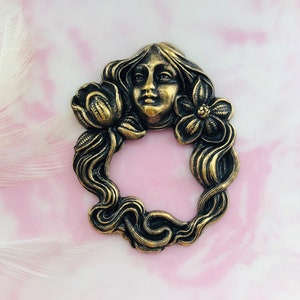 ANTIQUE BRASS Lady Nymph Flower Woman Stamping - Jewelry Finding ~ Brass Stamping (C-208)