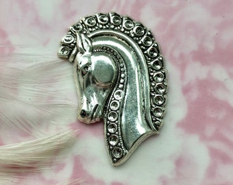 ANTIQUE SILVER Trojan Horse Head Medieval Stamping ~ Jewelry Ornament Findings (E-569)