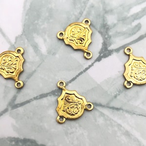 BRASS (4 Pieces) Victorian Embossed Connector Stamping ~ Jewelry Finding ~ Brass Stamping (BB-029)