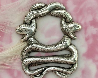 ANTIQUE SILVER Double Egyptian Snakes Stamping ~ Jewelry Oxidized Findings (FB-6084)