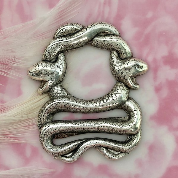 ANTIQUE SILVER Double Egyptian Snakes Stamping ~ Jewelry Oxidized Findings (FB-6084)