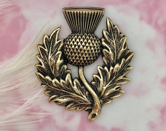 ANTIQUED BRASS Scottish Thistle Flower Stampings ~ Jewelry Ornamental Brass Findings ~ Oxidized Brass Stampings (FB-6106)