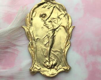 BRASS Lily Fairy Goddess Stamping ~ Jewelry Finding ~ Brass Stampings (C-309)