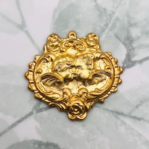 BRASS Double Neo Victorian Angel Ornament Stamping ~ Jewelry Cherub Findings ~ Stamping (CC-041)