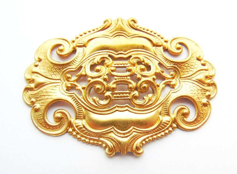 Clearance BRASS Large Ornate Oval Scroll Stamping Plaque ~ Jewelry Findings ~ Brass Stamping C-1004