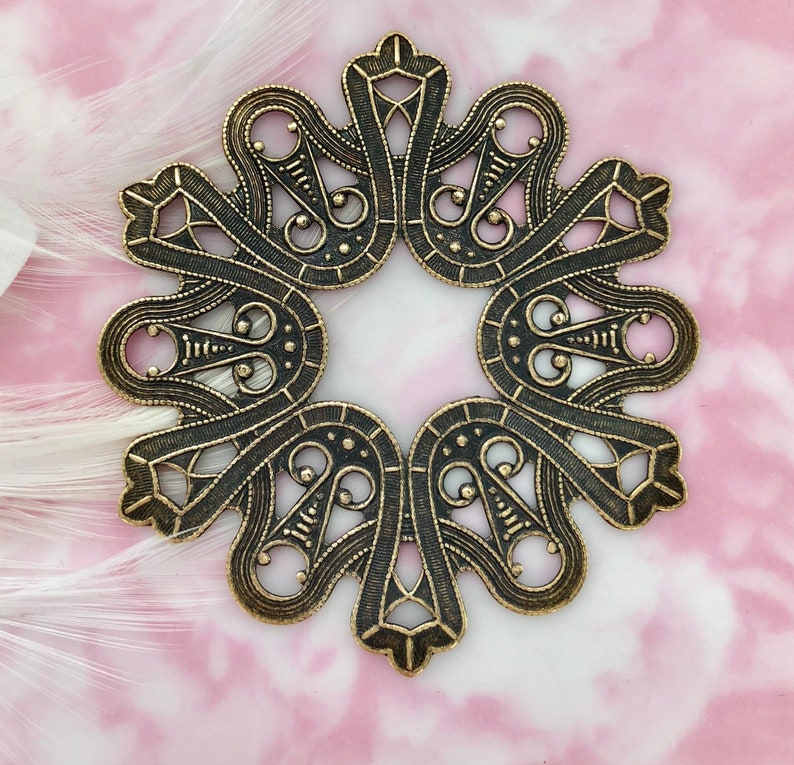 C-1303 ANTIQUE BRASS Large Ornate Plaque Art Deco Stamping Stampings ~ Jewelry Ornamental Brass Findings