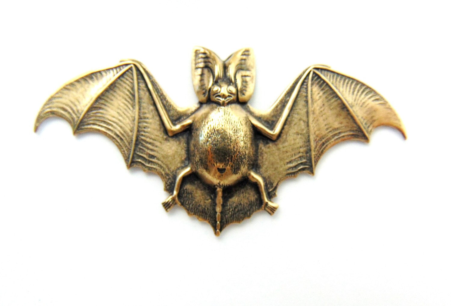 Bat ANTIQUE BRASS Gothic Motif Large Bat Stamping ~ Jewelry