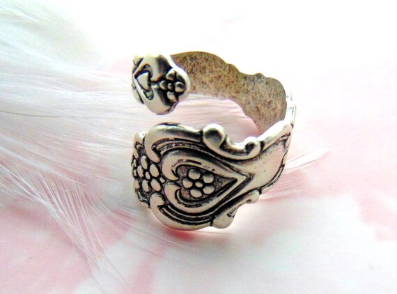 Antique Floral Ring,Spoon Ring,Ring,Spoon Jewelry,Silver Ring,Floral Ring,Rose Ring,Vintage Ring,Patina Ring,antiqued,valleygirldesigns.