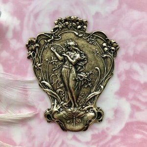 ANTIQUE BRASS Nature's Music in The Garden Goddess Stamping ~ Jewelry Findings (C-306)