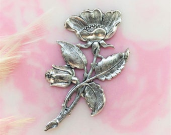 1 Stück Antik Silber Spray Blume Stanzteile ~ Schmuck Ornament Finden ~ Messing Ochsen Stempel (CA-3049)