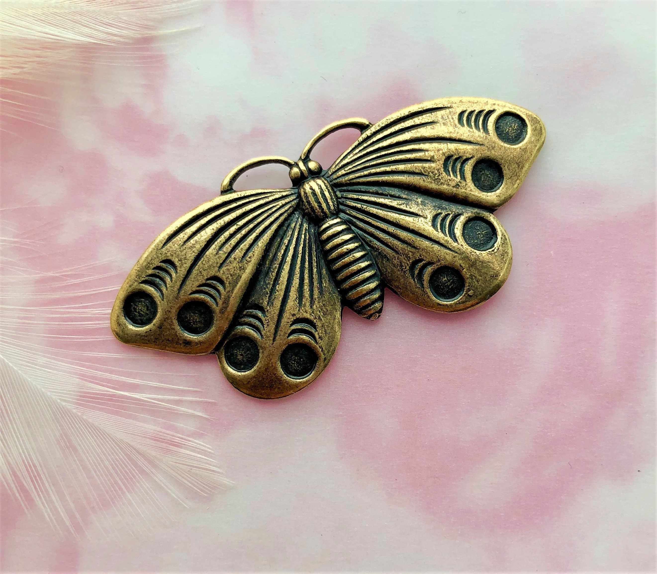 Blissful Butterfly ANTIQUE BRASS (2 Pieces) Cabochon Wing