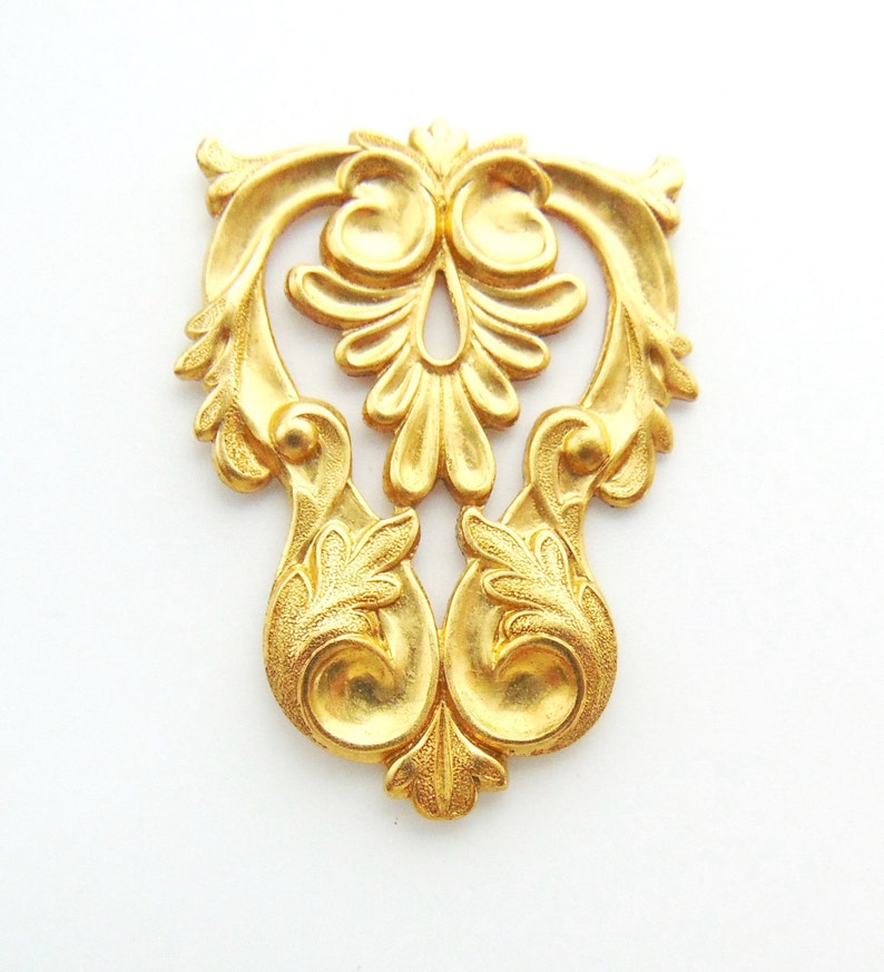 Leaf Crest BRASS Art Nouveau Stamping Jewelry Ornament Brass Etsy