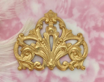 Crest BRASS Flourish Scroll Stamping ~ Ozdoby jubilerskie z mosiądzu (FA-6081)