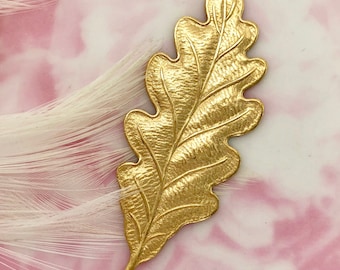 BRASS (2 Pieces) Woodland Leaves Oak Leaf Stamping ~ Jewelry Ornament Brass Findings ~ Brass Stamping (FB-6036)