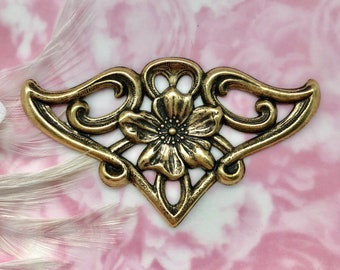 ANTIQUE BRASS Flower Flourish Stampings ~ Jewelry Oxidized Findings (FB-6012)