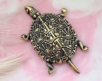 Turtle ANTIQUE BRASS (2 Pieces) Turtle Stamping ~ Jewelry Ornament Findings (CA-3044)