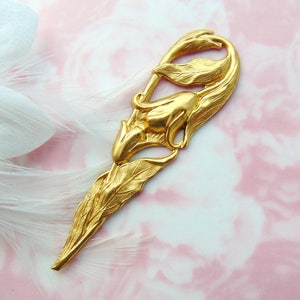 BRASS Spray Iris Flower Stamping ~ Jewelry Floral Brass Findings ~ Brass Stamping (FB-6059) Charms