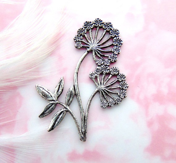 Flower with Stem and Leaves Charm Sterling Silver - Made in the USA Flower with Stem and Leaves Charm Sterling Silver - Made in the USA