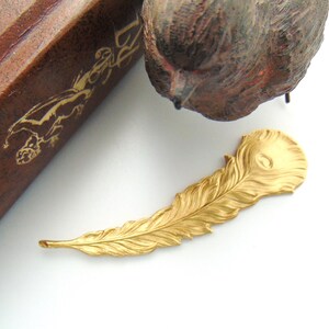 BRASS Peacock Feather Stamping Jewelry Ornament Findings Brass Stampings C-607 image 2