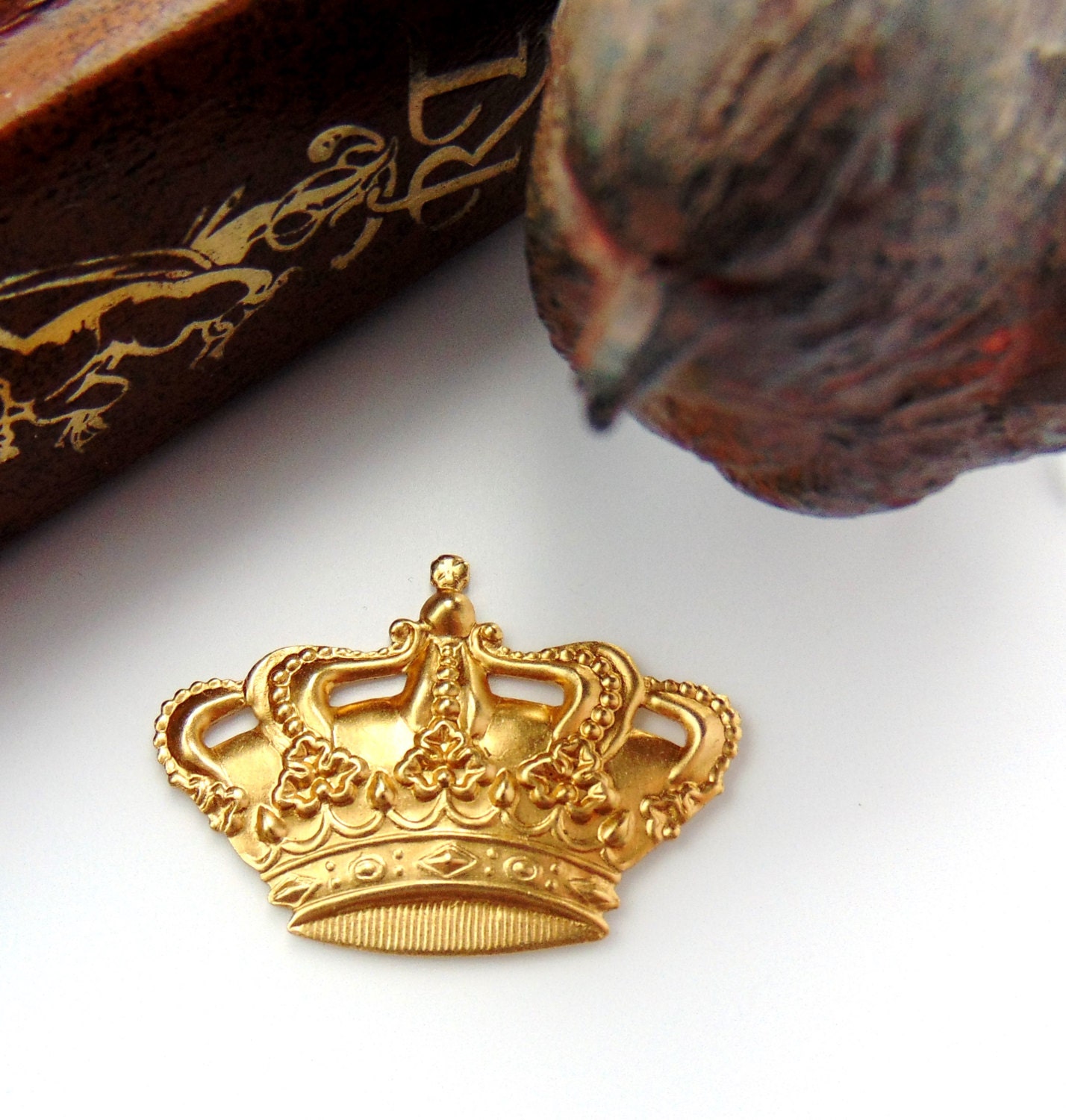 BRASS 2 Pieces CROWN Stamping Jewelry Ornament Brass Etsy