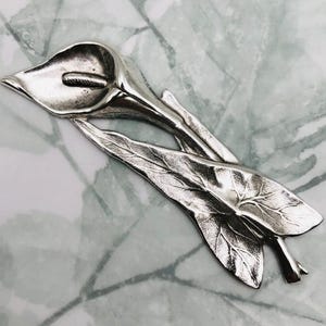 ANTIQUE SILVER Calla Lily Flower and Leaf Spray Stampings - Jewelry Findings (FA-6101)