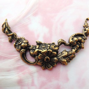 BRASS Floral Collar Swag Garland Flower Stamping Oxidized Findings FC-8 