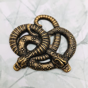 Forever Linked ANTIQUE BRASS Large Entwined Garden Snakes Stamping ~ Jewelry Ornamental Findings Size: Height 2&quot; Width 2-3/8&quot; (FB-6085)