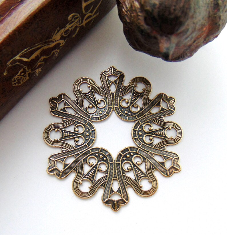 C-1303 ANTIQUE BRASS Large Ornate Plaque Art Deco Stamping Stampings ~ Jewelry Ornamental Brass Findings