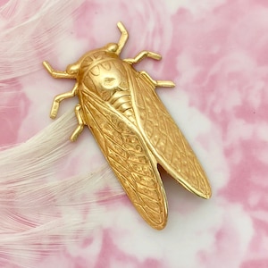 BRASS CICADA (2 Pieces) Stamping ~ Bug Beetle Jewelry Ornament Brass Findings (FA-6044)