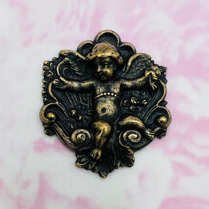 ANTIQUE BRASS Neo Victorian Angel Ornament Stamping ~ Jewelry Cherub Findings ~ Stamping (CC-034)