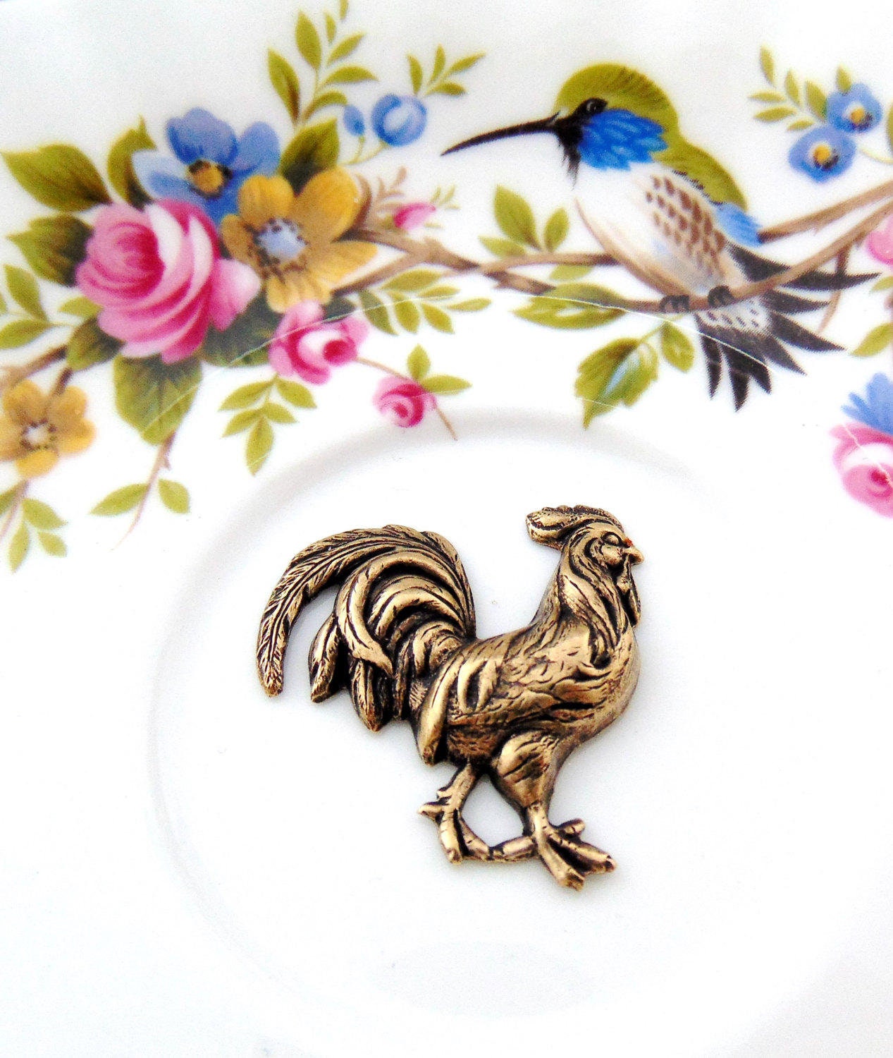 アンティーク真鍮製 雄鶏 中型刻印 〜 ジュエリー用真鍮金具 〜 酸化