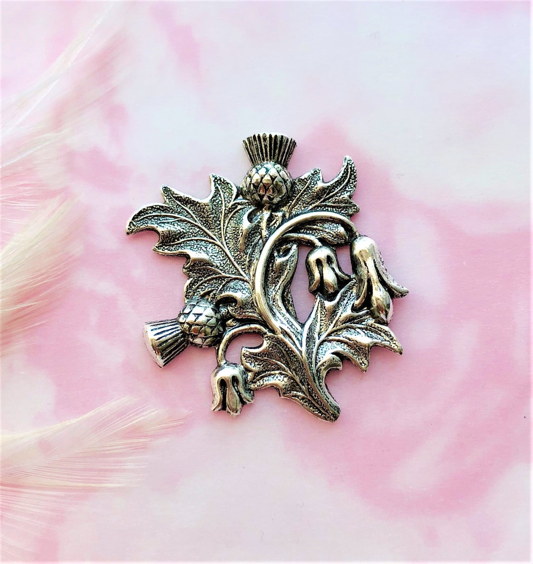 Scottish Magical Pendant Necklace Lucky Heather Thistle Gift Witchy Keepsake Charm From Scotland