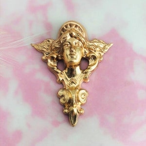 BRASS Art Nouveau Greek Goddess Reflection Woman Stamping - Jewelry Findings (CC-003)