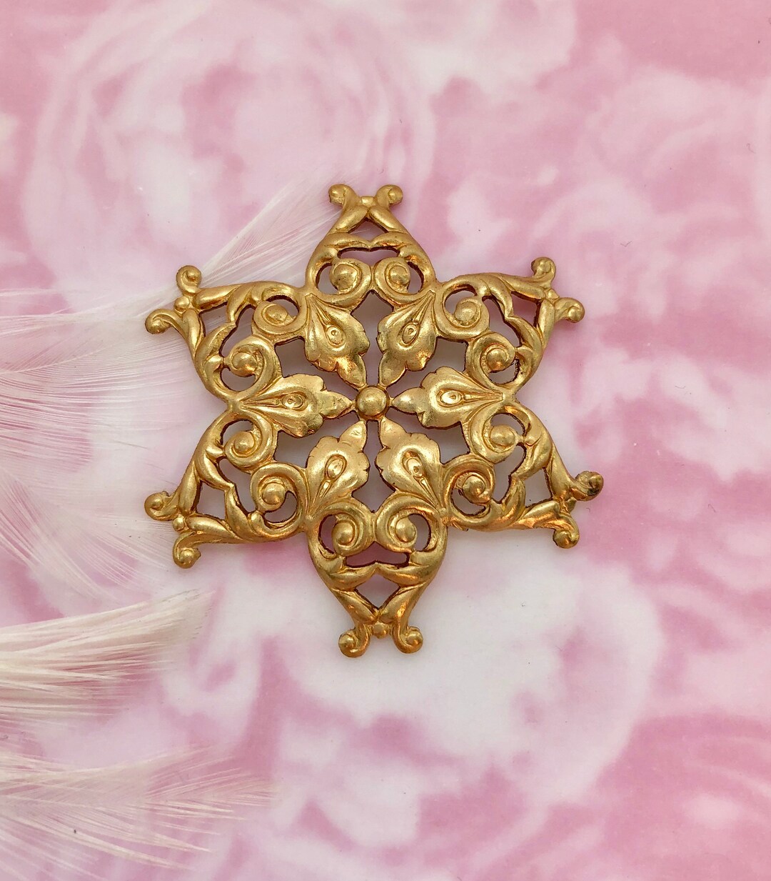 BRASS Large Filigree Star Snowflake Stampings ~ Dapt Jewelry Ornamental ...