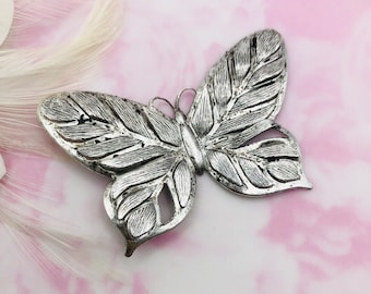 ANTIQUE SILVER Butterfly Cut Out Stamping ~ Jewelry Brass Findings ~ Brass Stamping (DD-019)