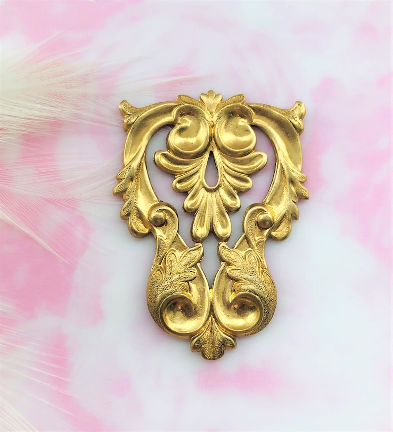 Leaf Crest BRASS Art Nouveau Stamping Jewelry Ornament Brass Etsy