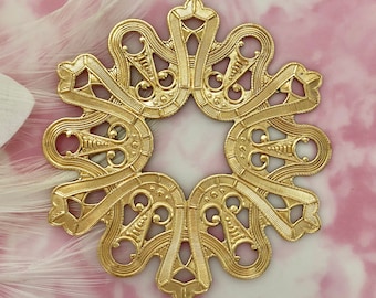 BRASS Large Ornate Plaque Art Deco Stampings ~ Jewelry Ornament Findings ~ Brass Stamping (C-1303)