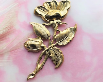 BRASS Spray Flower Stampings ~ Jewelry Ornament Finding ~ Brass Stamping (CA-3049)