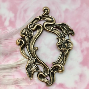 ANTIQUE BRASS Art Nouveau Calla Lily Stampings ~ Jewelry Ornament Findings ~ Oxidized Brass Stamping (C-106)