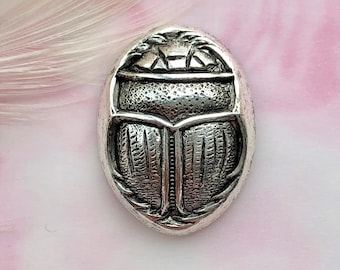 ANTIQUED SILVER Egyptian Scarab Beetle Shell Stampings ~ Jewelry Ornament Findings ~ Brass Stamping (CA-3022)