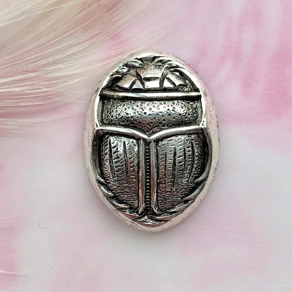 ANTIQUED SILVER Egyptian Scarab Beetle Shell Stampings ~ Jewelry Ornament Findings ~ Brass Stamping (CA-3022)