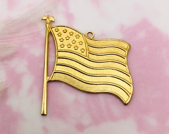 American Flag Brass Charms Stamping and Jewelry Findings (FB-6060)