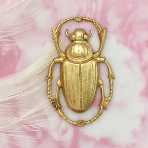 Egyptian Scarab Beetle Stampings ~ Jewelry Ornament Findings ~ Brass Stamping (C-405)