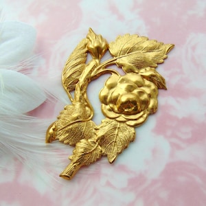 BRASS (Last One) Rose Flower Stampings ~ Jewelry Cabbage Rose Findings ~ Brass Stamping (FC-22)