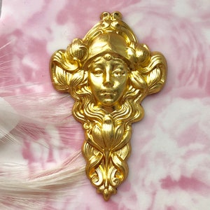 BRASS Flower Girl Nymph Fairy Woman Stamping ~ Jewelry Findings ~ Raw Brass Stampings (C-204)