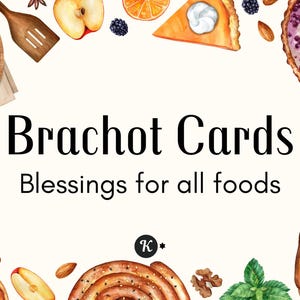 Cartões de bênção de alimentos para impressão | Alimentos | Conjunto de 6 cartões Bracha para uso diário